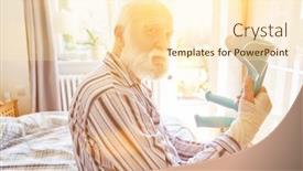  Presentation with stroke - PPT theme enhanced with senior-with-walking-aids background and a cream colored foreground