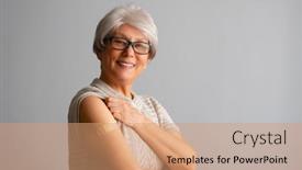  Presentation with vaccination - Cool new PPT layouts with senior-woman-after-vaccination-virus backdrop and a coral colored foreground