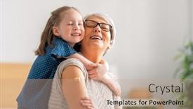  Presentation with 2019 - PPT theme consisting of senior-woman-after-vaccination background and a coral colored foreground