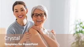  Presentation with vaccination - Presentation theme enhanced with senior-woman-after-vaccination background and a coral colored foreground