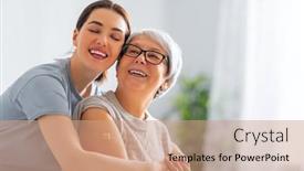  Presentation with vaccination - Slides with senior-woman-after-vaccination background and a coral colored foreground