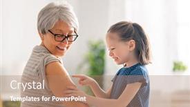  Presentation with vaccination - Colorful slide set enhanced with senior-woman-after-vaccination backdrop and a coral colored foreground