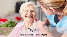  Presentation with geriatric - Colorful PPT theme enhanced with senior woman and caring geriatric backdrop and a lemonade colored foreground
