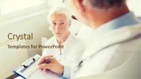  Presentation with health-care - Audience pleasing slides consisting of senior woman and doctor writing backdrop and a  colored foreground