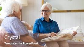  Presentation with senior living - Cool new presentation design with senior-woman-and-her-adult backdrop and a coral colored foreground
