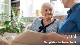 Presentation with album - Presentation theme enhanced with senior-woman-and-her-adult background and a violet colored foreground