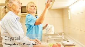  Presentation with senior living - PPT theme enhanced with senior-woman-and-nursing-assistant background and a lemonade colored foreground