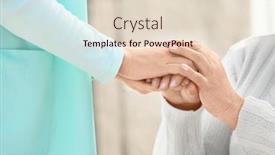  Presentation with hands holding - PPT theme featuring senior woman and young caregiver holding hands closeup background and a lemonade colored foreground