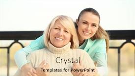  Presentation with caregiver - PPT layouts consisting of senior woman and young caregiver outdoors background and a lemonade colored foreground