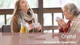  Presentation with caregiver - Beautiful slide deck featuring senior woman and young caregiver backdrop and a coral colored foreground