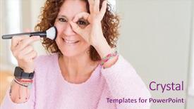  Presentation with blush - Presentation consisting of senior woman applying blush background and a lemonade colored foreground