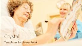  Presentation with dementia - PPT layouts consisting of senior-woman-as-a-patient background and a lemonade colored foreground