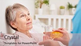  Presentation with tablets - Amazing presentation design having senior woman as patient takes backdrop and a coral colored foreground