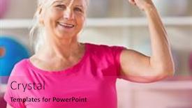  Presentation with gym - PPT theme consisting of senior-woman-at-the-gym background and a  colored foreground