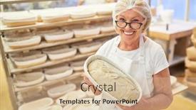  Presentation with experience - Slides featuring senior-woman-baker-with-experience background and a soft green colored foreground