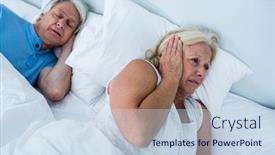  Presentation with snoring - Presentation having senior-woman-blocking-ears background and a sky blue colored foreground