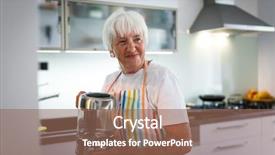  Presentation with free cooking - Presentation theme featuring senior woman cooking background and a violet colored foreground