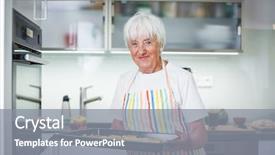  Presentation with free cooking - Slide deck consisting of senior woman cooking background and a gray colored foreground