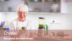  Presentation with family healthy eating - Beautiful slides featuring senior woman cooking backdrop and a coral colored foreground
