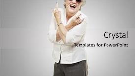  Presentation with rock minerals portrait - Presentation enhanced with senior woman doing a rock background and a light gray colored foreground