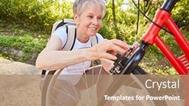  Presentation with diy - Amazing PPT layouts having senior-woman-doing-diy-repair backdrop and a coral colored foreground