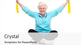  Presentation with resistance - Beautiful slides featuring senior woman doing exercises backdrop and a white colored foreground