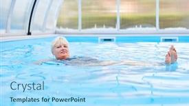  Presentation with hydrotherapy - Audience pleasing PPT layouts consisting of senior-woman-doing-rehab-backstroke backdrop and a light blue colored foreground