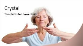  Presentation with breathing - PPT layouts with senior woman doing some breathing background and a white colored foreground