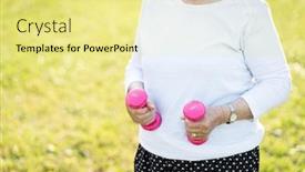  Presentation with woman sport - Audience pleasing theme consisting of senior-woman-doing-sport backdrop and a blonde colored foreground