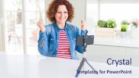  Presentation with video opening - Cool new slide set with senior woman doing video chat backdrop and a lemonade colored foreground