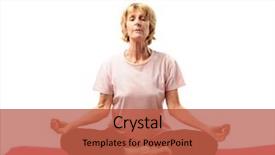  Presentation with exercises - Cool new PPT theme with senior woman doing yoga exercises backdrop and a red colored foreground