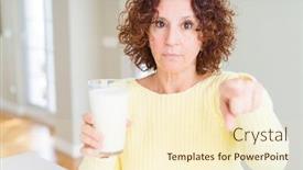  Presentation with child drinking water from glass - Cool new slide deck with senior woman drinking a glass backdrop and a cream colored foreground