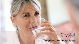  Presentation with drinking water - Cool new slides with senior woman drinking water backdrop and a coral colored foreground