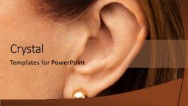  Presentation with people hearing god - Cool new slide deck with senior woman ear with golden backdrop and a coral colored foreground