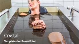  Presentation with alternative - Presentation theme having senior woman enjoying mud bath background and a dark gray colored foreground