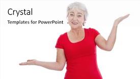  Presentation with potter hands making in clay - Presentation design having senior woman explaining - making balance background and a white colored foreground