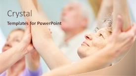  Presentation with rehab - Presentation theme consisting of senior-woman-gets-help-stretching background and a lemonade colored foreground