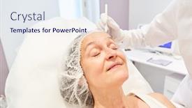  Presentation with acid - Colorful slide deck enhanced with senior-woman-gets-hyaluronic-acid backdrop and a sky blue colored foreground