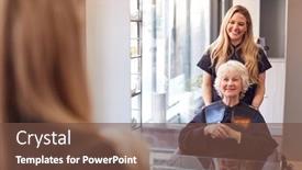  Presentation with hairdressing salon - Presentation design having senior-woman-having-hair-cut background and a tawny brown colored foreground