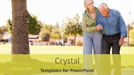  Presentation with walk - Slide deck enhanced with frail - senior woman helping husband background and a yellow colored foreground
