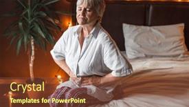  Presentation with stomach - Presentation theme having senior-woman-holding-belly-suffering background and a  colored foreground