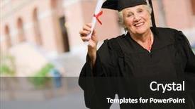  Presentation with outdoors - Presentation theme with senior woman holding degree background and a black colored foreground