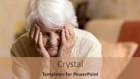  Presentation with despair - Presentation consisting of senior-woman-holding-head background and a coral colored foreground