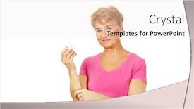  Presentation with medicament - Cool new PPT theme with senior woman holding medicament bottle backdrop and a white colored foreground