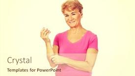  Presentation with medicament - Cool new PPT theme with senior woman holding medicament bottle backdrop and a cream colored foreground