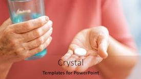 Presentation with fresh water - Presentation theme enhanced with senior-woman-holding-pill background and a red colored foreground