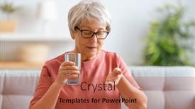  Presentation with stomach - PPT theme featuring senior-woman-holding-pill background and a red colored foreground