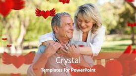  Presentation with hearts - Cool new presentation design with senior woman hugging her husband who is on the bench against hearts backdrop and a coral colored foreground