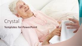  Presentation with elderly care - Audience pleasing slide deck consisting of senior-woman-in-bed backdrop and a lemonade colored foreground