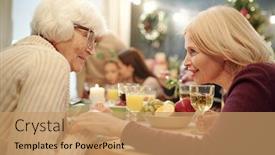  Presentation with daughter - Slide deck having senior-woman-in-eyeglasses background and a coral colored foreground